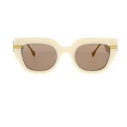 Glamourøse geometriske solbriller med brune organiske linser