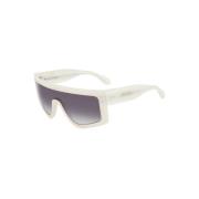 Perlemors hvide solbriller med mørkegrå linser