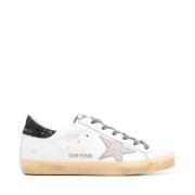 Superstar Hvide Læder Sneakers med Glitter