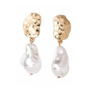 Feminine Guld Øreringe med Smukke Perler