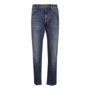 Slim-Fit Vaskede Jeans med Kontrastsyninger