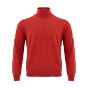 Rød Merinould Turtleneck Sweater, Klassisk