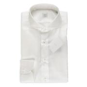 Hvid Bomuldsskjorte med Krave og Lange Ærmer