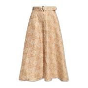 Mønstret nederdel med bælte