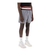 Rød Nylon Bermuda Shorts med Elastikbånd