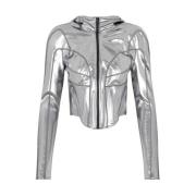 Chrome Silver Hooded Jacket