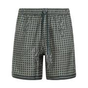 Staggard Houndstooth Silke Shorts