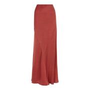 Sira, lang rød cupro nederdel