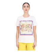 Farverig Print Hvid T-shirt Kvinder