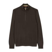 Merino Wool Half Zip Sweater Brown