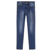 Skinny Denim Jeans med Rhinestones