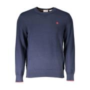 Blå Bomuld Logo Crewneck Sweater