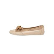 Buffed leather and suede ballet flats CANDY BOW