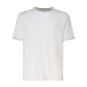 Hvid Linned Bomulds T-shirt Rund Krave