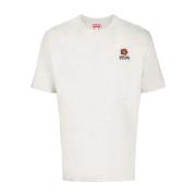 Grå Blomst-broderet T-shirt