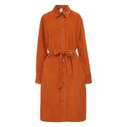 Orange Velvet Skjortekjole
