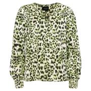 Leopard Print V-Neck Bluse