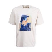 Grå Crew-neck T-shirt med Print