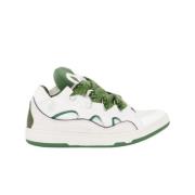 Hvide Grønne Læder Curb Sneakers