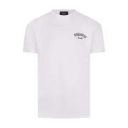 Hvid Bomulds T-shirt med Trykt Skrift
