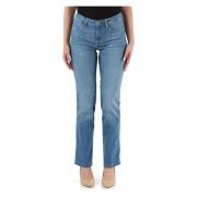 Mid Rise Straight Jeans med Strass Logo