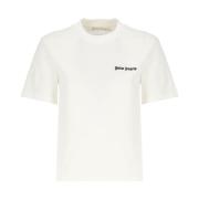 Hvid Bomulds T-shirt med Logo Broderi