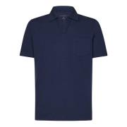 Navy Blue Cotton Jersey T-Shirt Polo