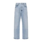 Stonewashed straight-leg jeans med metal-detaljer