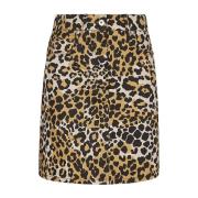 Leopard Print Cotton Mini Skirt