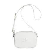 Hvid Læder Kamera Crossbody Taske