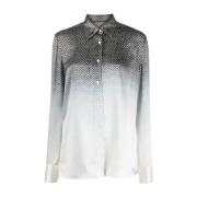 Chevron-Knit Silk Gradient Shirt