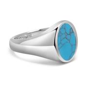 Men's Sterling Silver Oval Signet Ring with Turquoise