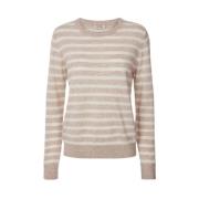 Stribet Cashmere Sweater Sand/Off White