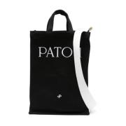 Sort Canvas Tote Taske Med Logo