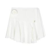 Hvid Lagdelt Flæse Mini Nederdel