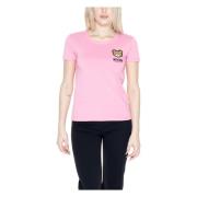 Pink Print T-shirt til kvinder med korte ærmer