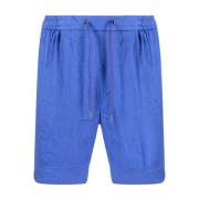Blå Casual Flade Front Shorts