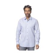 Blå Hvid Mønstret Moderne Skjorte
