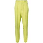 Plisserede ankellange bukser i Chartreuse