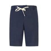Blå Linned Bermuda Shorts