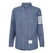 Blå Chambray Skjorte med 4-Bar Detalje