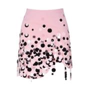 Pink Paillet Mini Nederdel Asymmetri