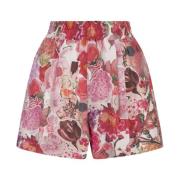 Pink Blomstret Poplin Shorts