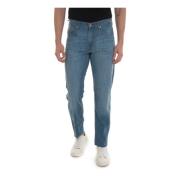 Stone Washed Denim Jeans med Logo