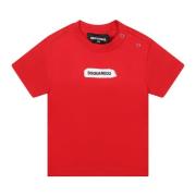 Rød Bomuldst-shirt med Sort Logo