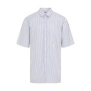 Hvid Bomuldsskjorte med Blå Striber