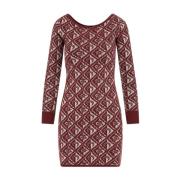 Burgundy Strik Jacquard Mini Kjole