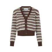 Stribet Cardigan med V-Hals