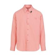 Pink Stribet Bomuld Klassisk Skjorte