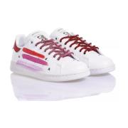 Håndlavet Damesko Sneakers Hvid Pink Rød